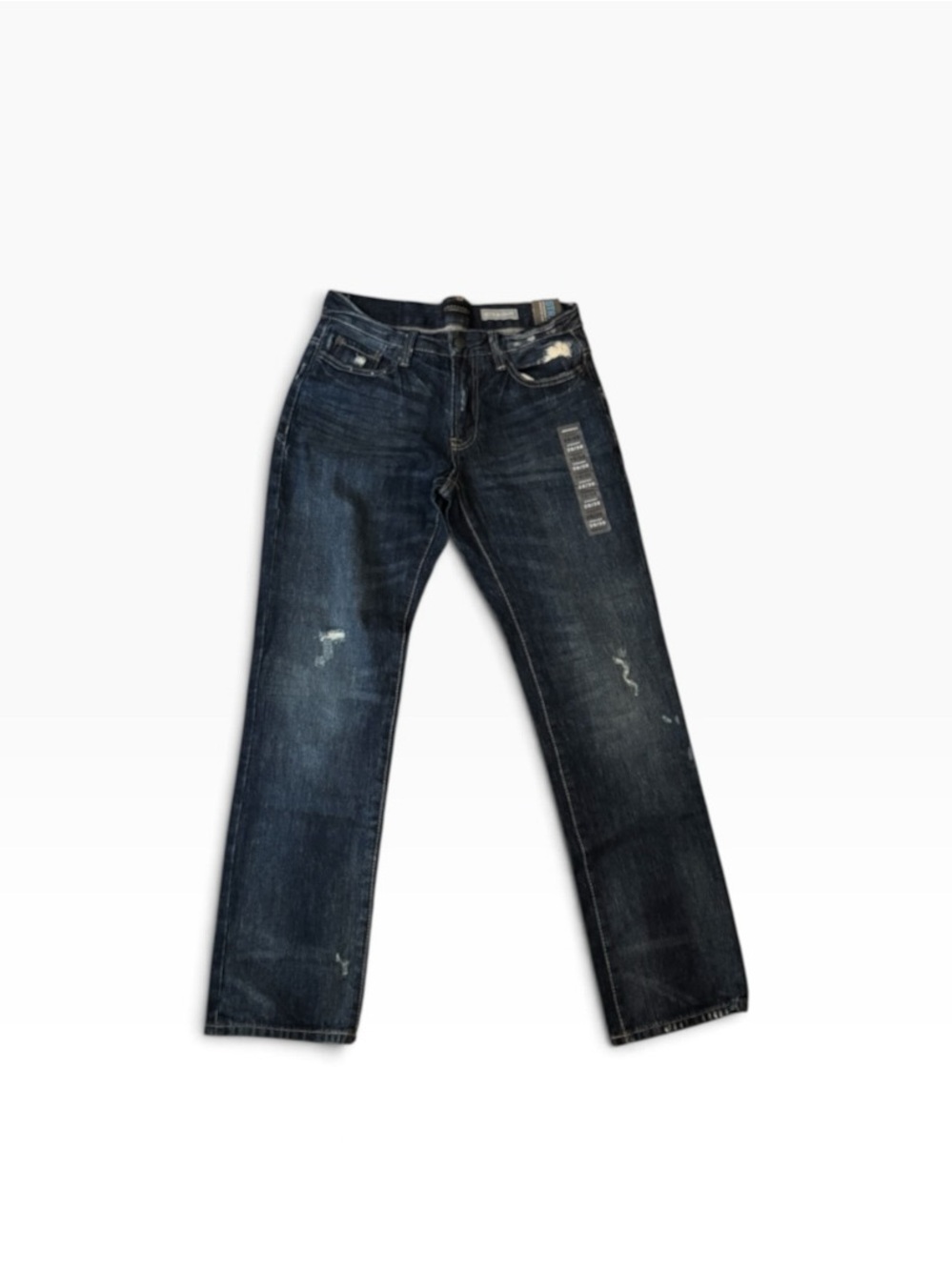 Aeropostale Men's Straight Leg Dark Blue Distressed Jeans